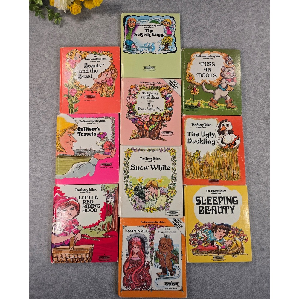 Superscope Story Teller Books Lot of 10 Multicolor Vintage 1973-75 No Cassettes